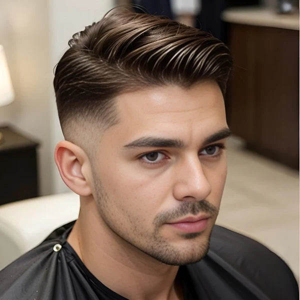 Foto van een jonge man met donkerbruin kort haar na gebruik van de Hair Gel.