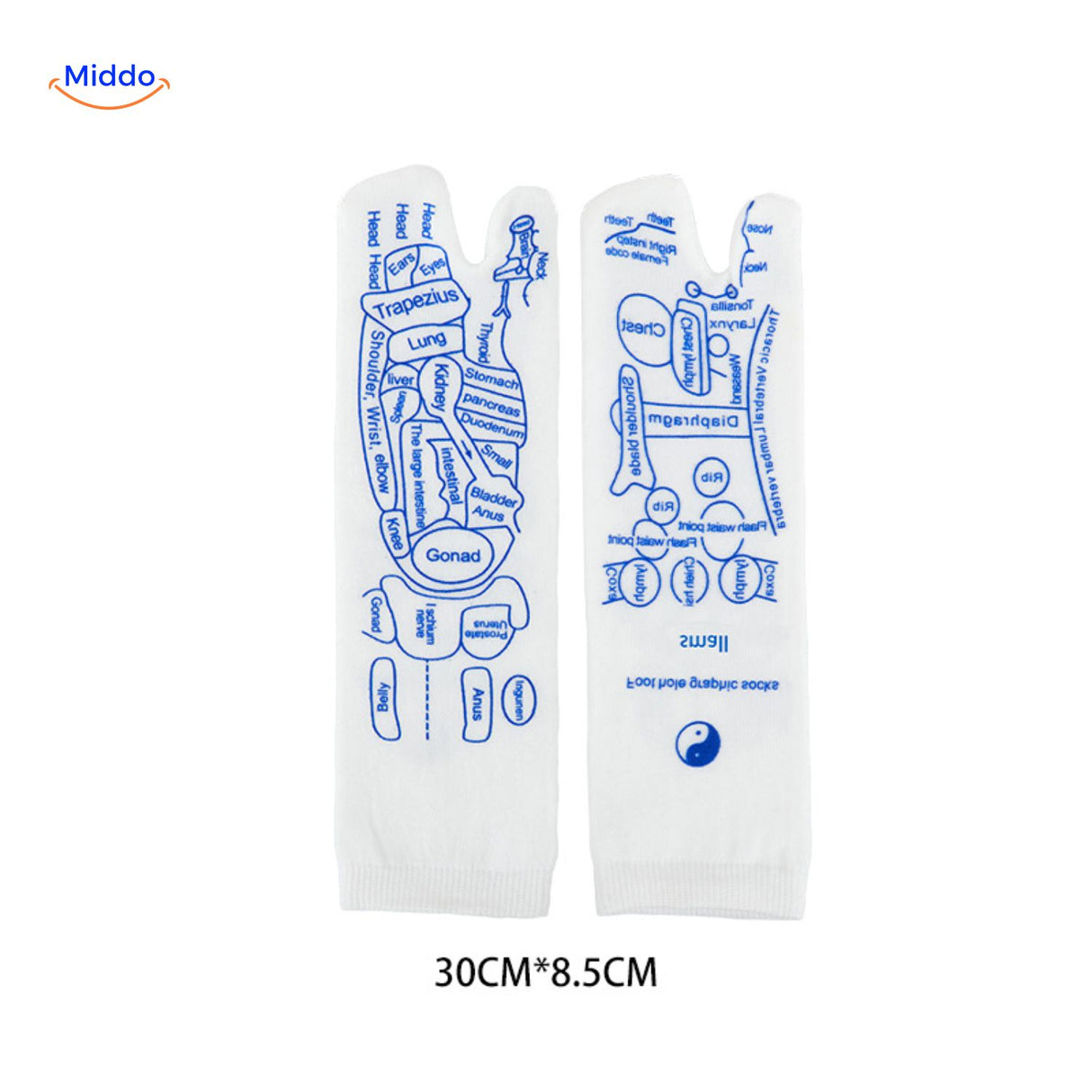 Acupoint Sokken voor massage therapie groottes www.middo.nl