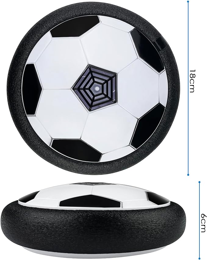 Airplay Voetballen met de maten erbij van de doorsnee achttien centimeter en de hoogte zes centimeter.