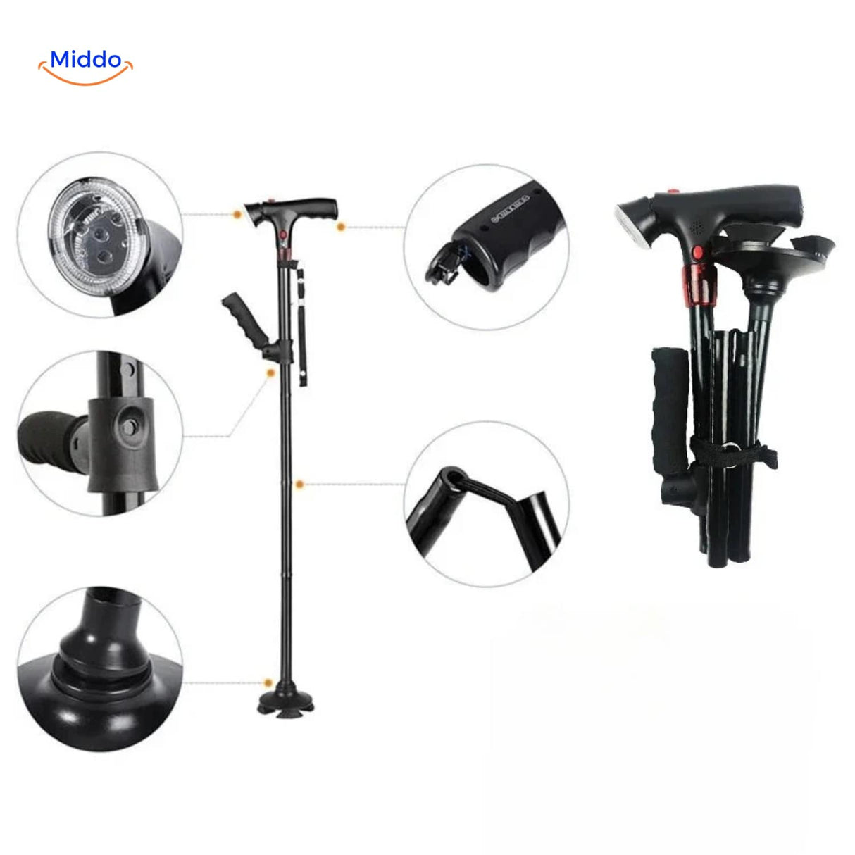 AluCare Stick LED verlichting gevouwen en detail handelings instellingen www.middo.nl