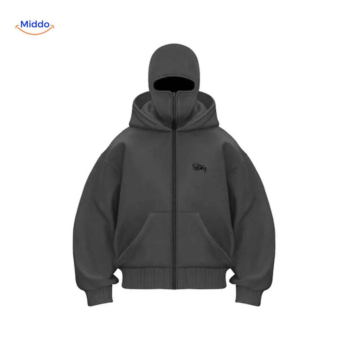 AutumnBliss Hoodie donker grijs met geborduurd logo www.middo.nl