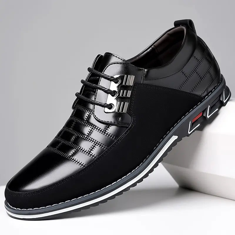heren zwart slip on loafers ruitpatroon stijlvol comfort schoenen www.middo.nl