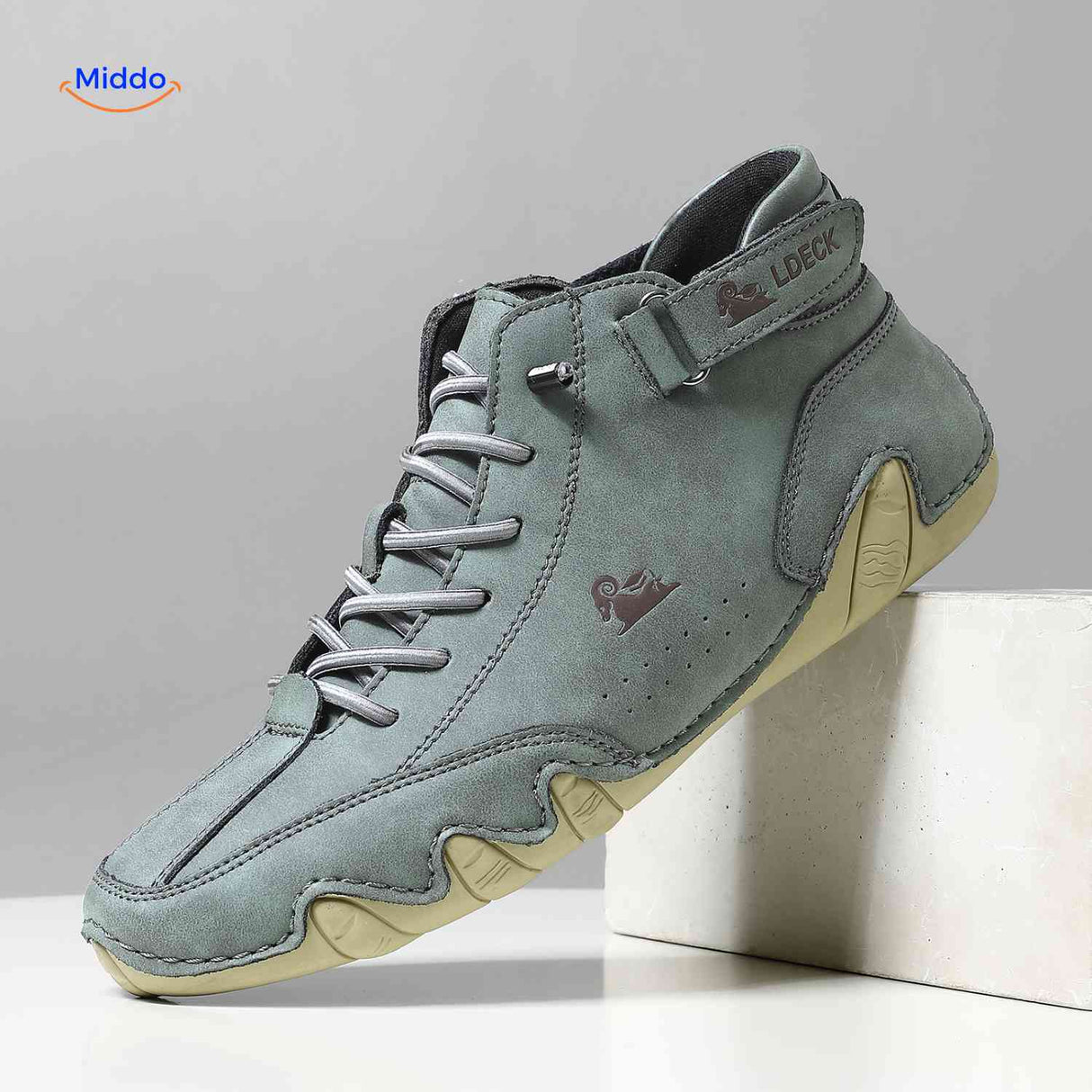 Flexura Schoenen donker groen leren heren sneakers lichtgewicht www.middo.nl
