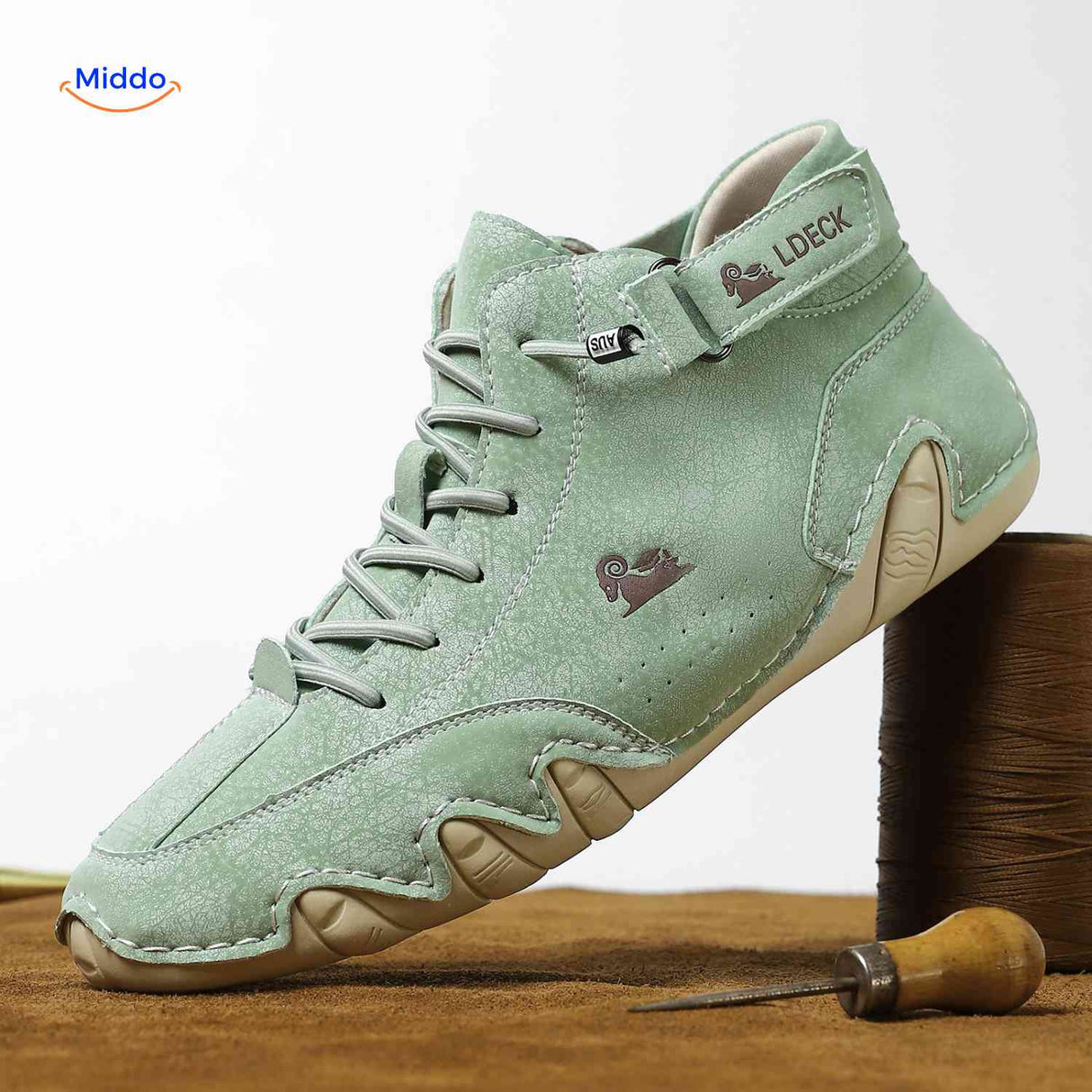 Flexura Schoenen groen leren heren sneakers comfortabel www.middo.nl