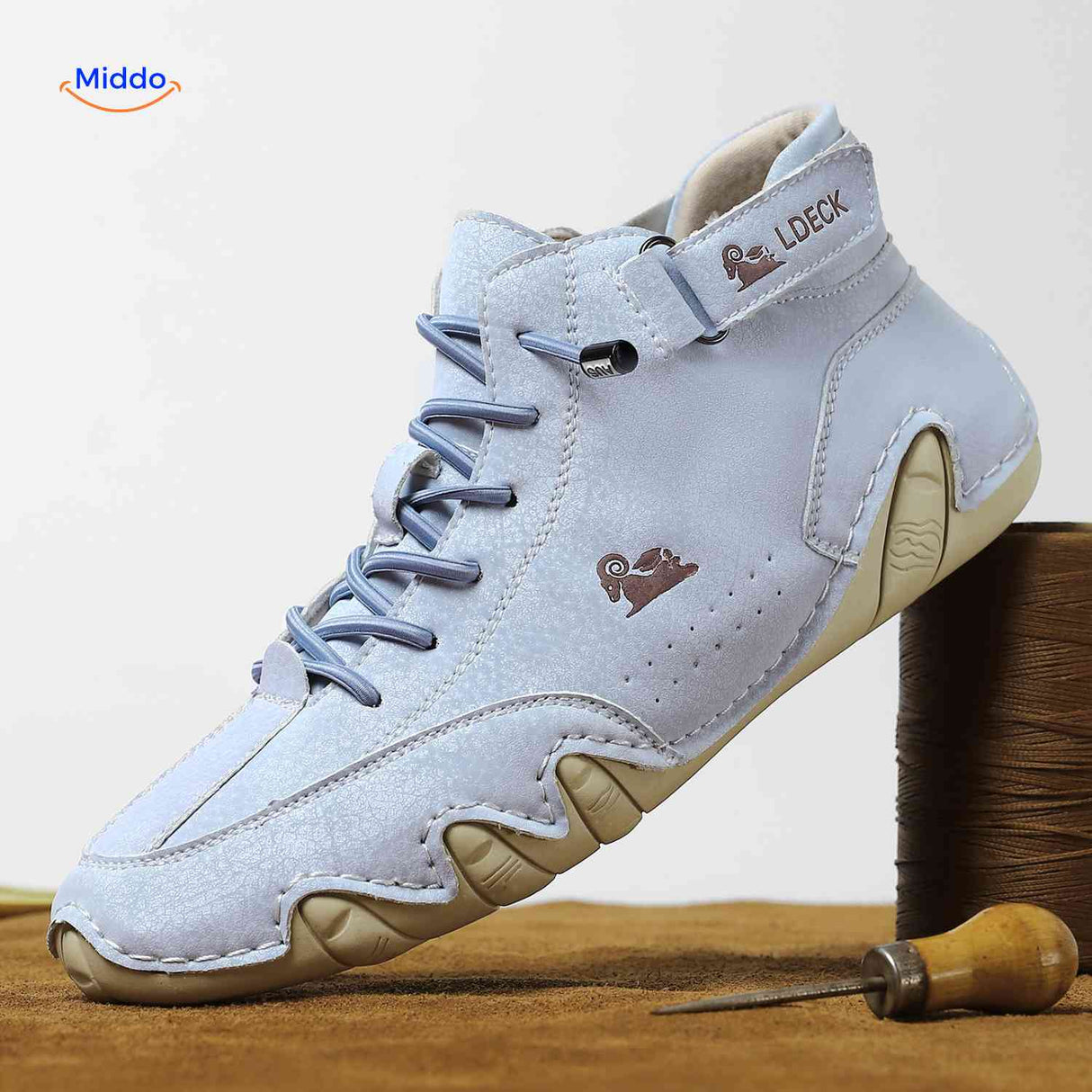 Flexura Schoenen lichtblauw leren heren sneakers comfortabel www.middo.nl