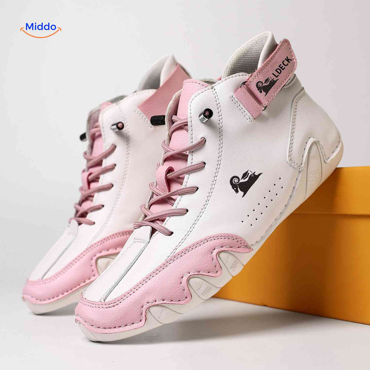 Flexura Schoenen wit roze leren heren sneakers fashion www.middo.nl