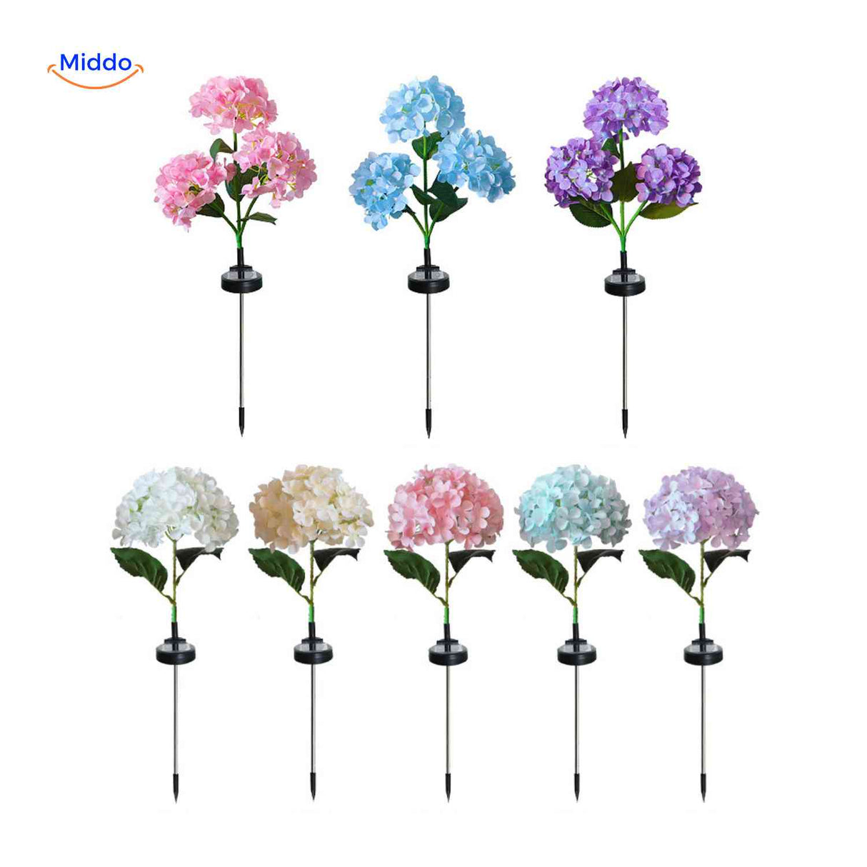 Florora Lantaarn hortensia tuinlampen set met led www.middo.nl