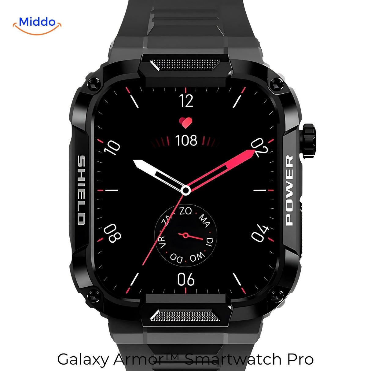 Zwart display voorbeeld Galaxy armor smartwatch pro www.middo.nl