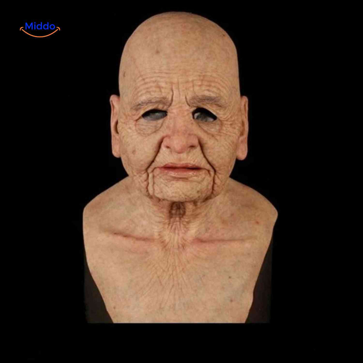 Gerontix Masker latex bald oudevrouw met plooiend gezicht www.middo.nl