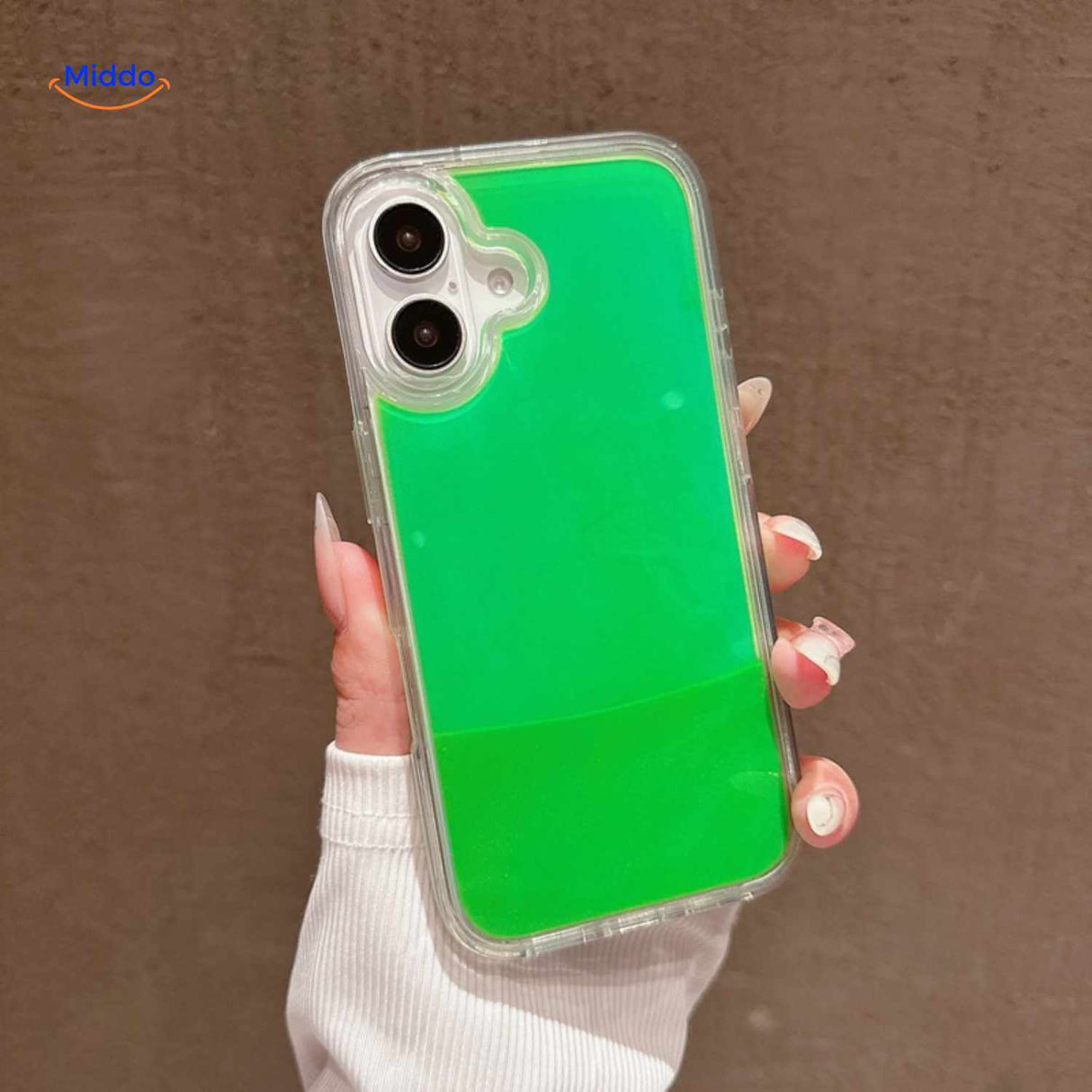 GlowSand Telefoonhoesje met fris groen design en heldere look www.middo.nl