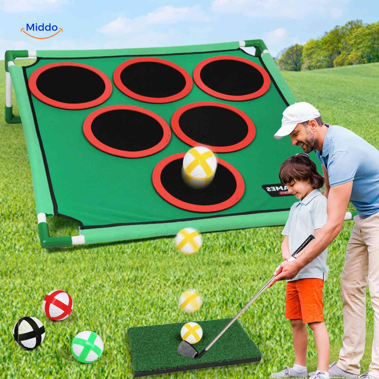Golforia Speelmat golftraining ouder kind buitenspel www.middo.nl