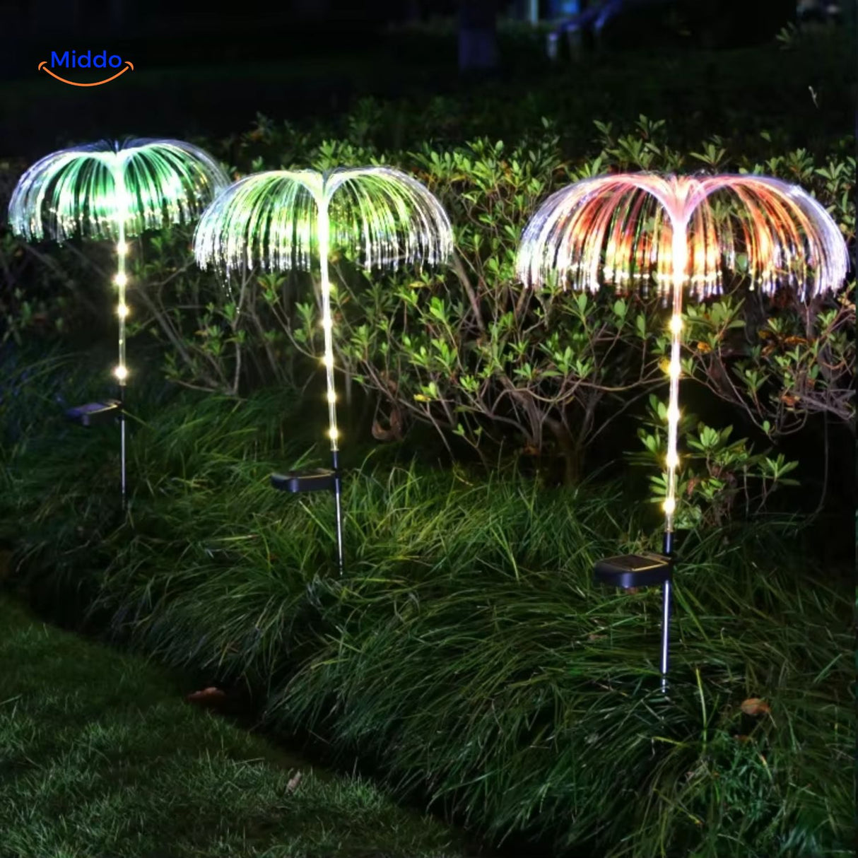 JellyGlow Solar fontijn met groen roze lamp kleurverandering www.middo.nl