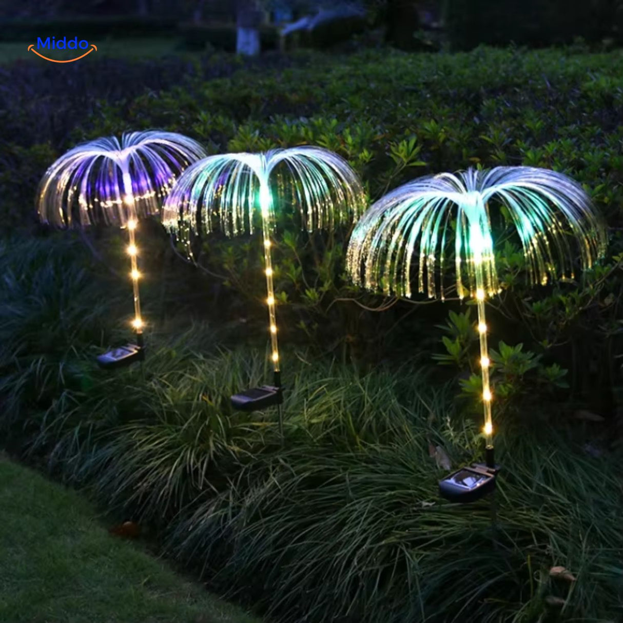 JellyGlow Solar fontijn met witte en blauwe kleurverandering www.middo.nl