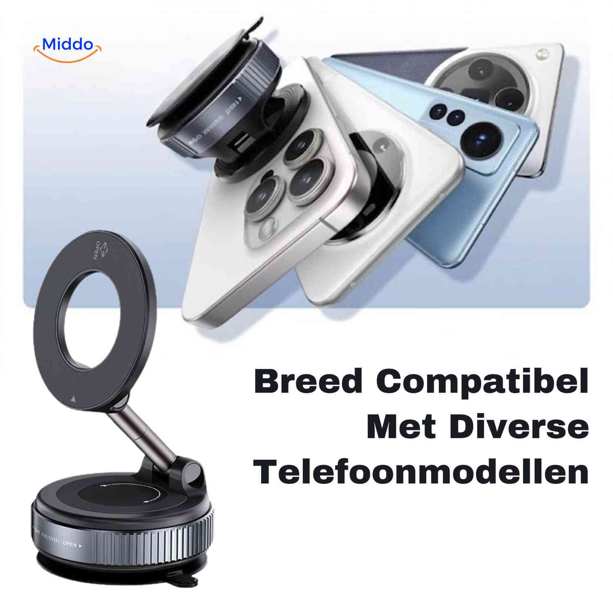 MagnaFold Houder universele telefoonhouder magsafe compatibel meerdere modellen www.middo.nl