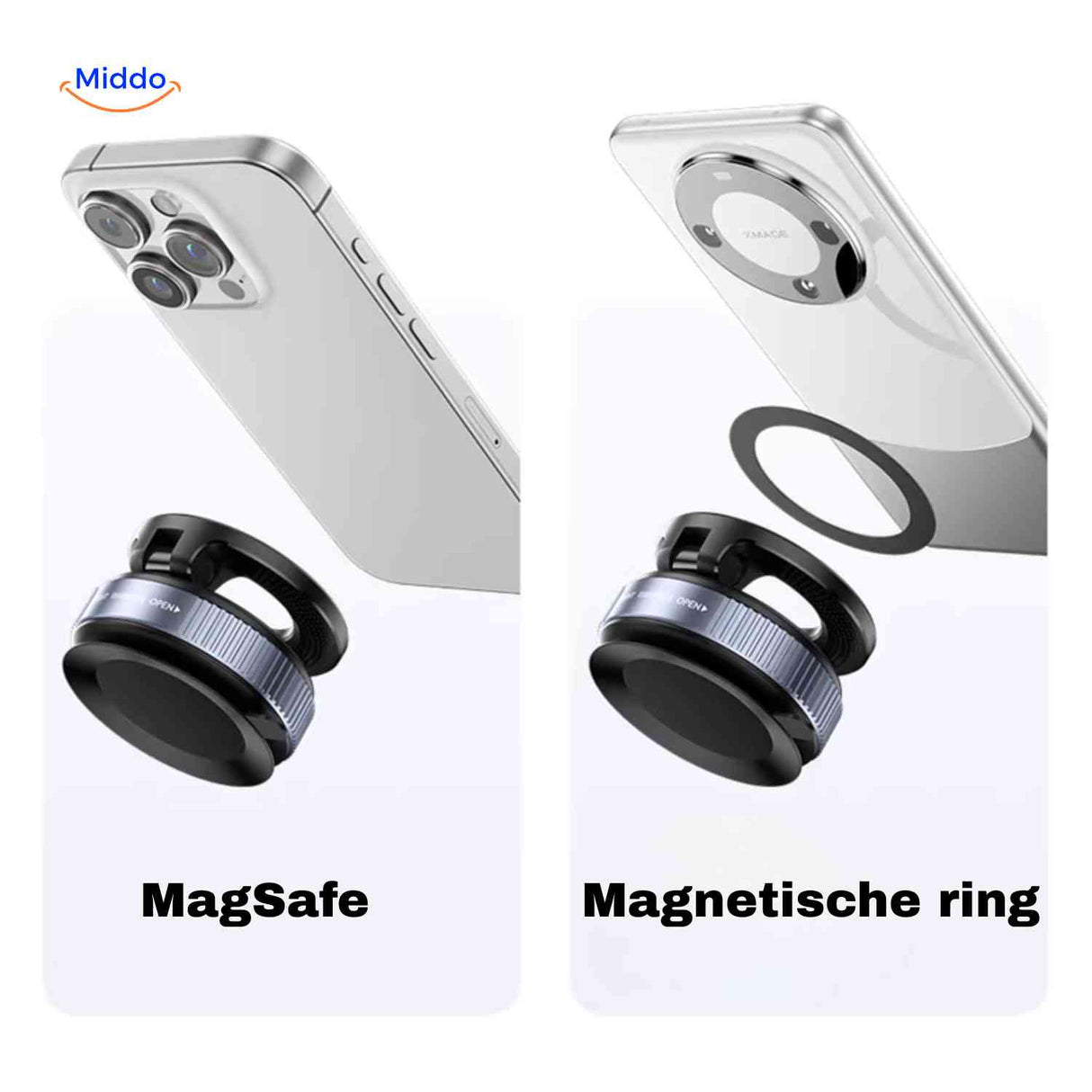 MagnaFold Houder verstelbare telefoonhouder vacuum basis draaiknop www.middo.nl