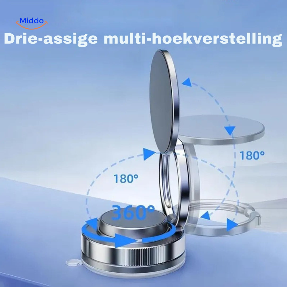 Magnevo Telefoonhouder drieassige hoekverstelling voor optimaal gebruik www.middo.nl