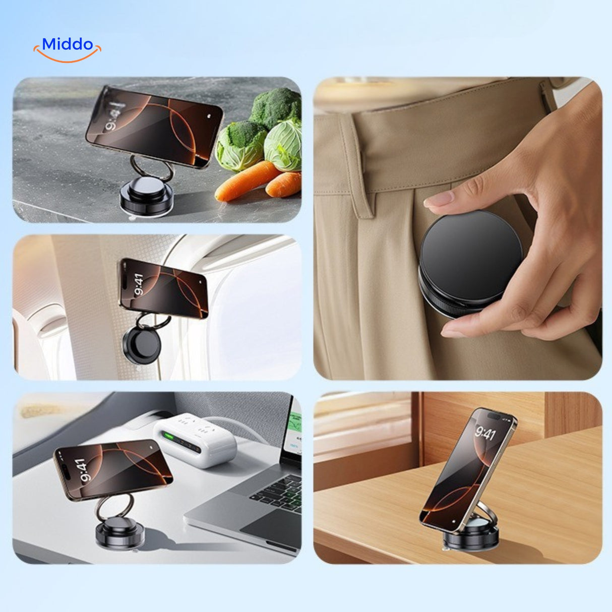 Magnevo Telefoonhouder multi toepasbare magnetische standaard www.middo.nl