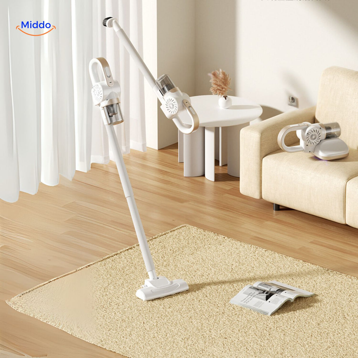 MopVac Pro draadloze zuiger voor schoonmaken met blauw licht www.middo.nl