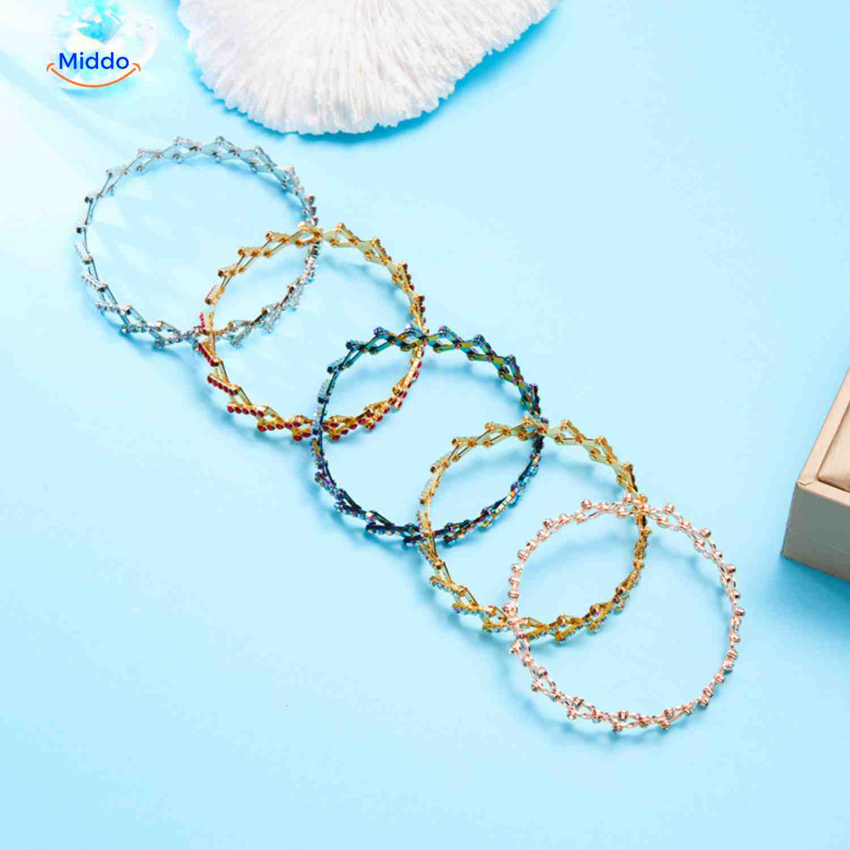Morphix Ring goud armband met rode strass www.middo.nl