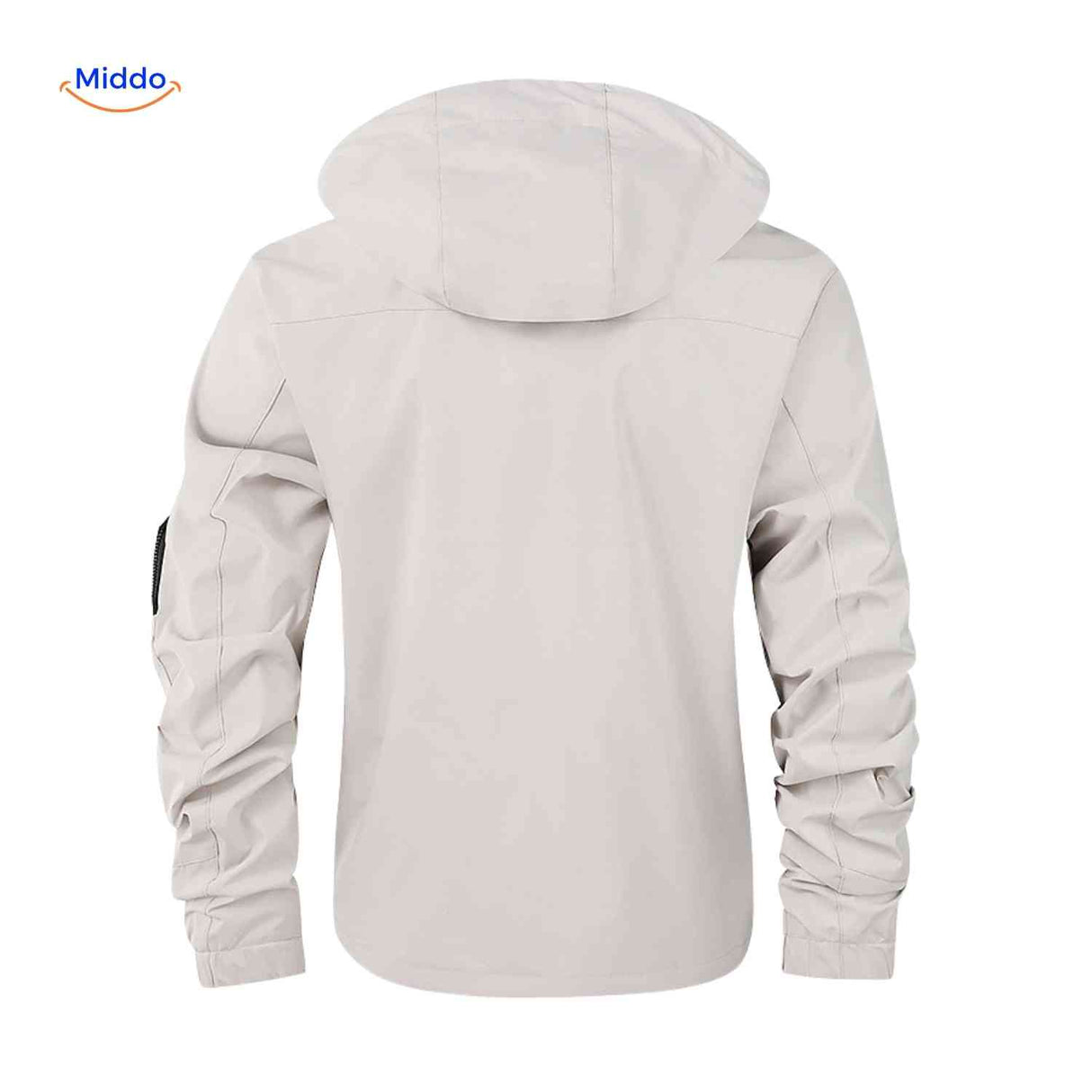 NordGuard Jas lichtbeige waterafstotende heren winterjas met capuchon en elastische manchetten www.middo.nl