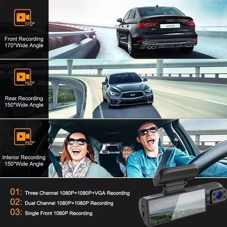 Dashcam Pro™ -  DVR FULL HD 1080P: Kristalheldere Beelden & Betrouwbare Veiligheid met Dual Lens en Continu-opname.