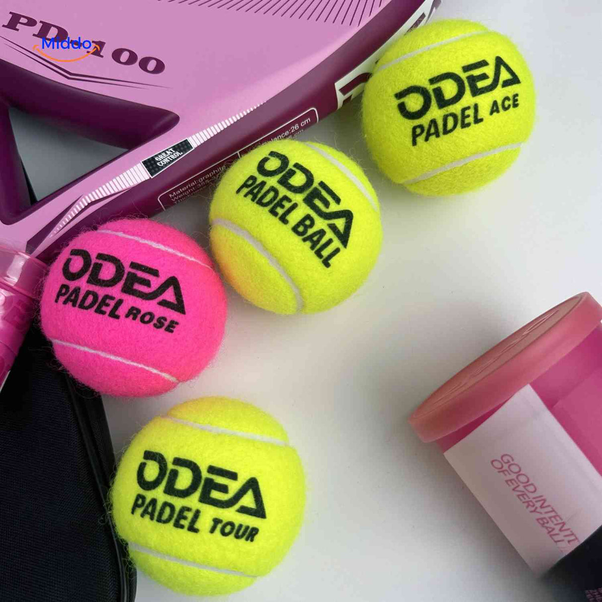 PadelPro Ballen padel ballen set met racket en koker www.middo.nl