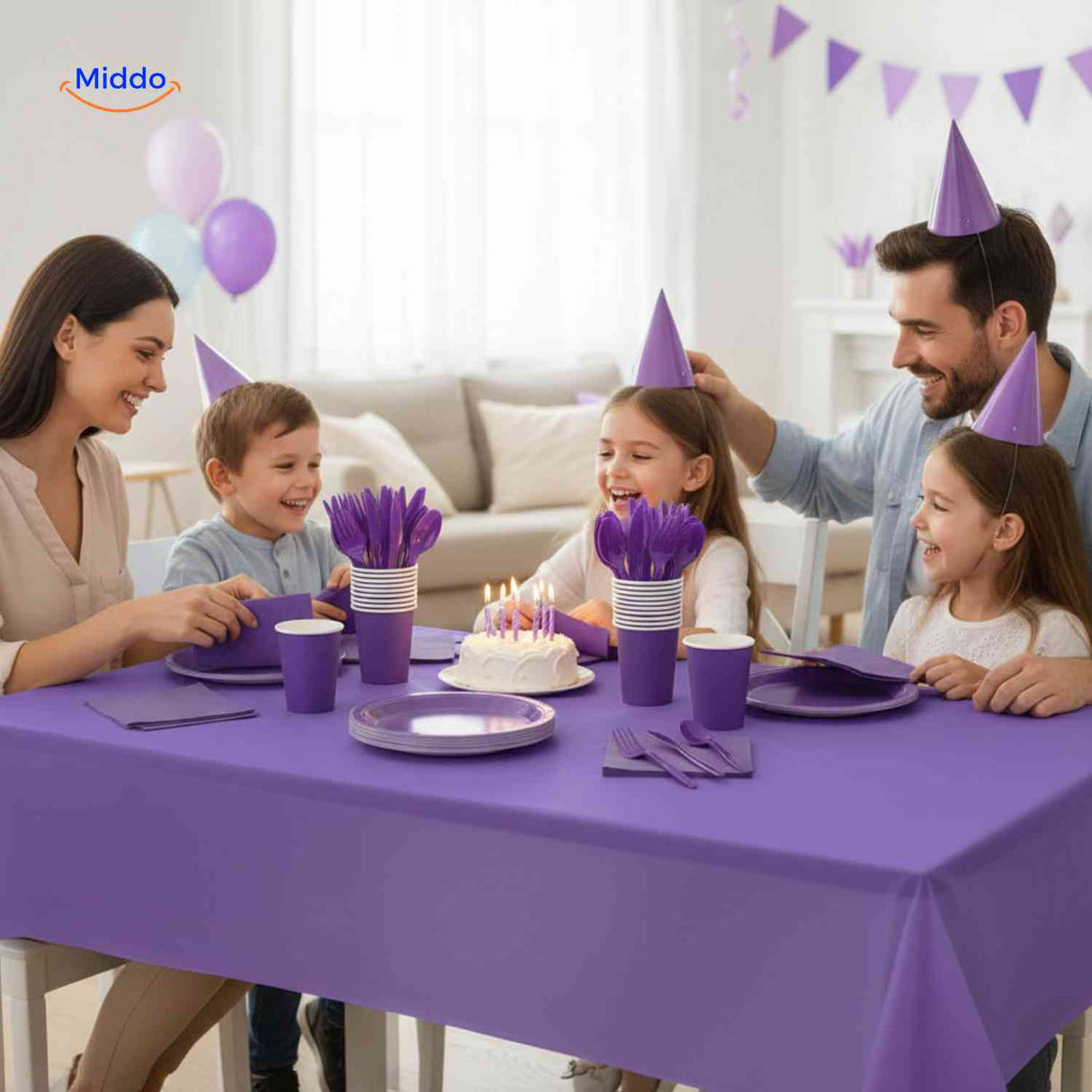 PartyLux Bordenset feesttafel wegwerp servies borden bekers bestek kinderen www.middo.nl