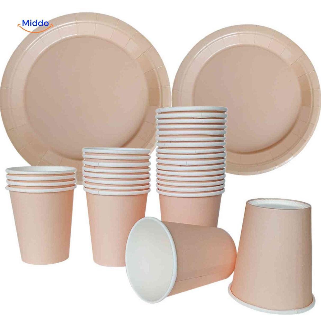 PartyLux Bordenset wegwerp borden bekers servies set naturel feest www.middo.nl