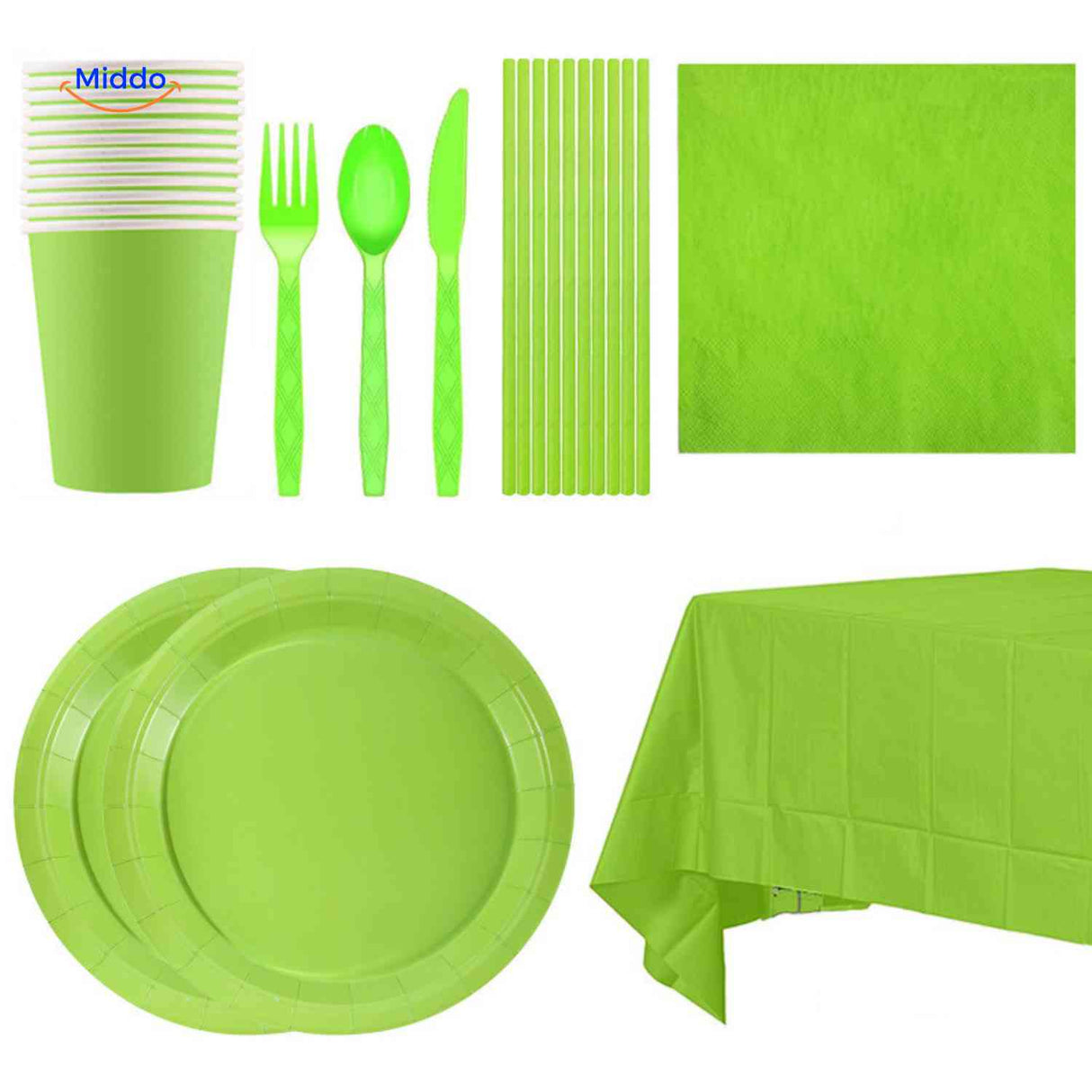 PartyLux Bordenset wegwerp servies feestset borden bekers bestek tafelkleed www.middo.nl
