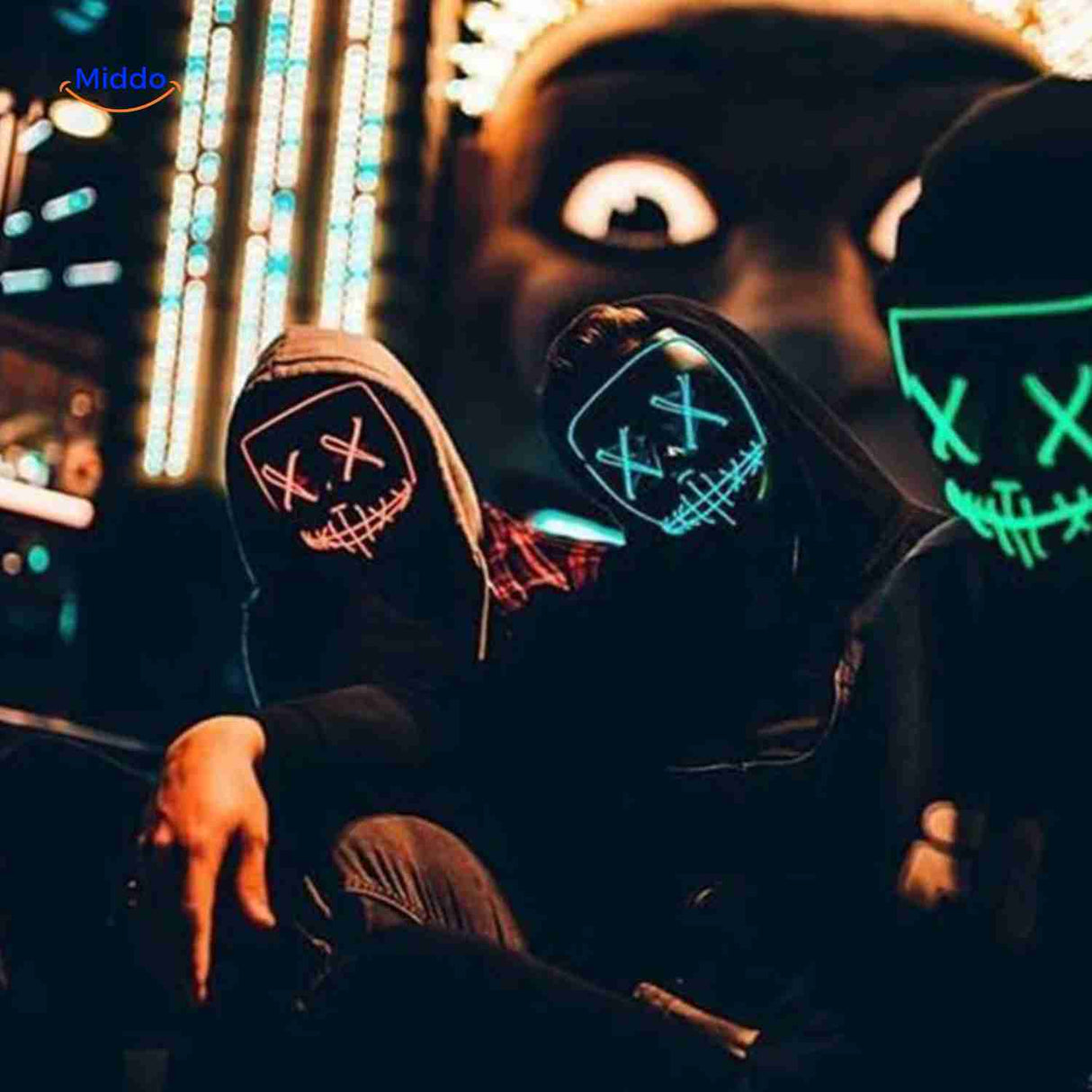 PhantomGlow Masker groep led maskers nacht www.middo.nl