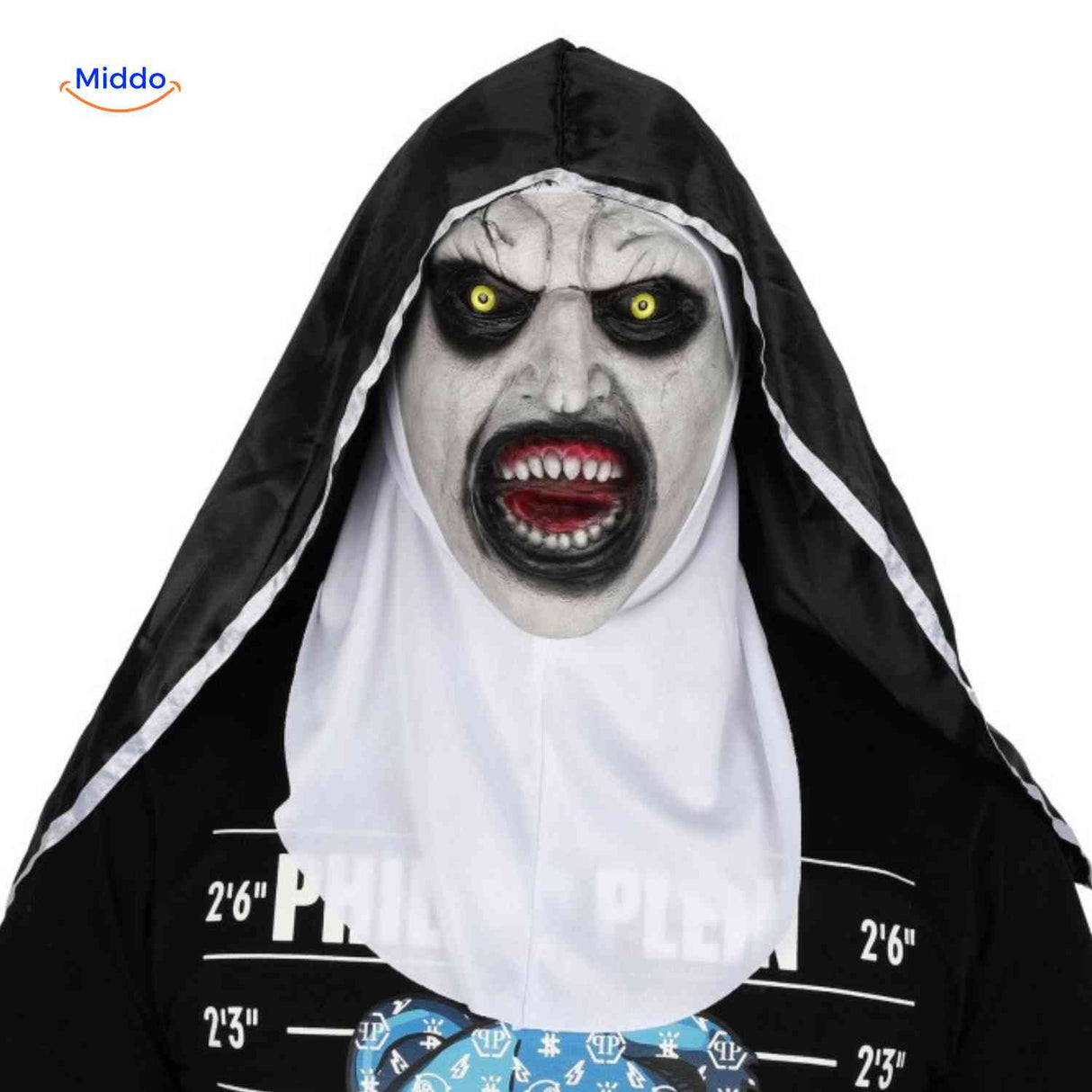 Phantora Nun Masker scherpe tanden schreeuwend gezicht www.middo.nl