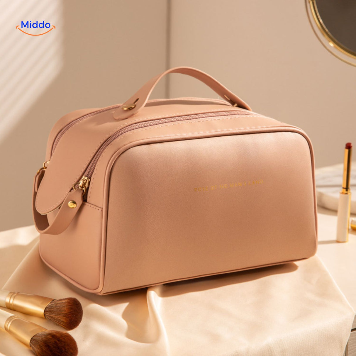 PillowPro reistasje lichte roze make up tas www.middo.nl