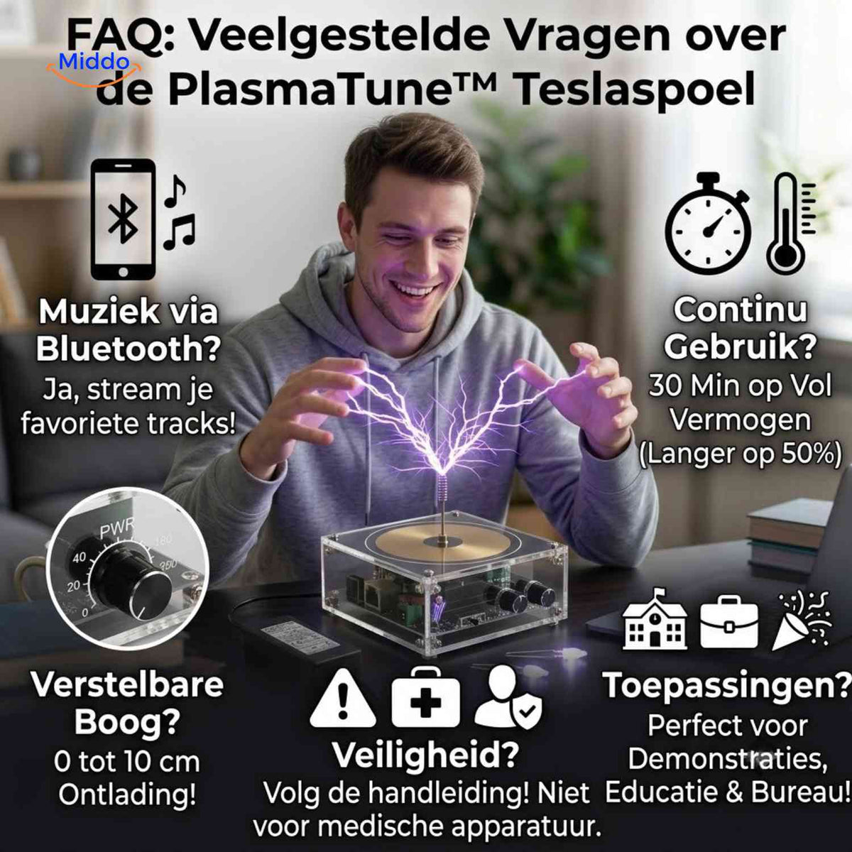 PlasmaTune Teslaspoel compact plasmaboog demo www.middo.nl