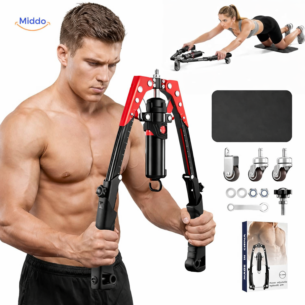 Pullypro man traint armen, vrouw traint buikspieren