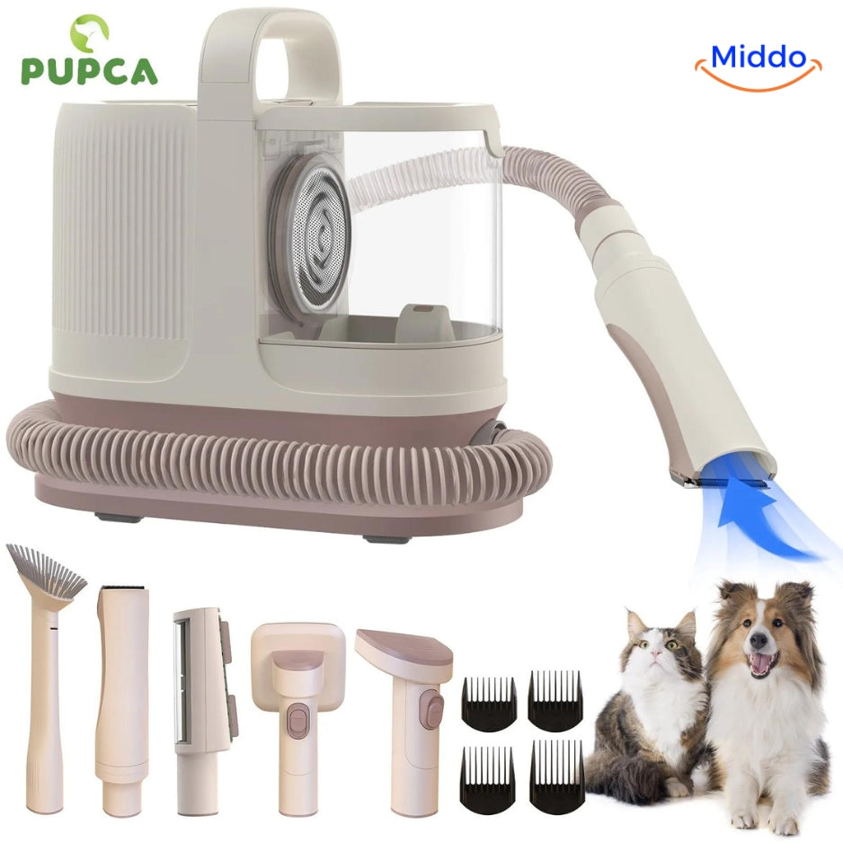 Pupca Pro™ XL: Vangt 99% Dierenhaar | Stille Huisdierstofzuiger | Geschikt voor Alle Vachten | 3 Zuigstanden | 7 Verzorgingstools