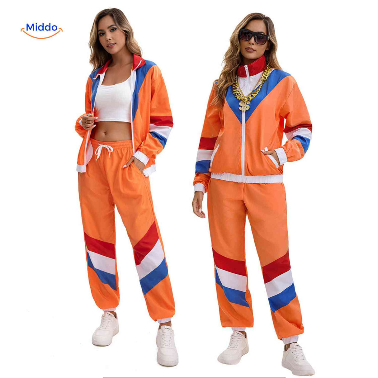 RetroVibe Set dames trainingspak 2 delig sportief jogging set www.middo.nl