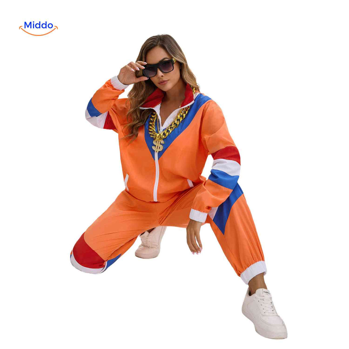 RetroVibe Set sportief damespak met ritssluiting set www.middo.nl