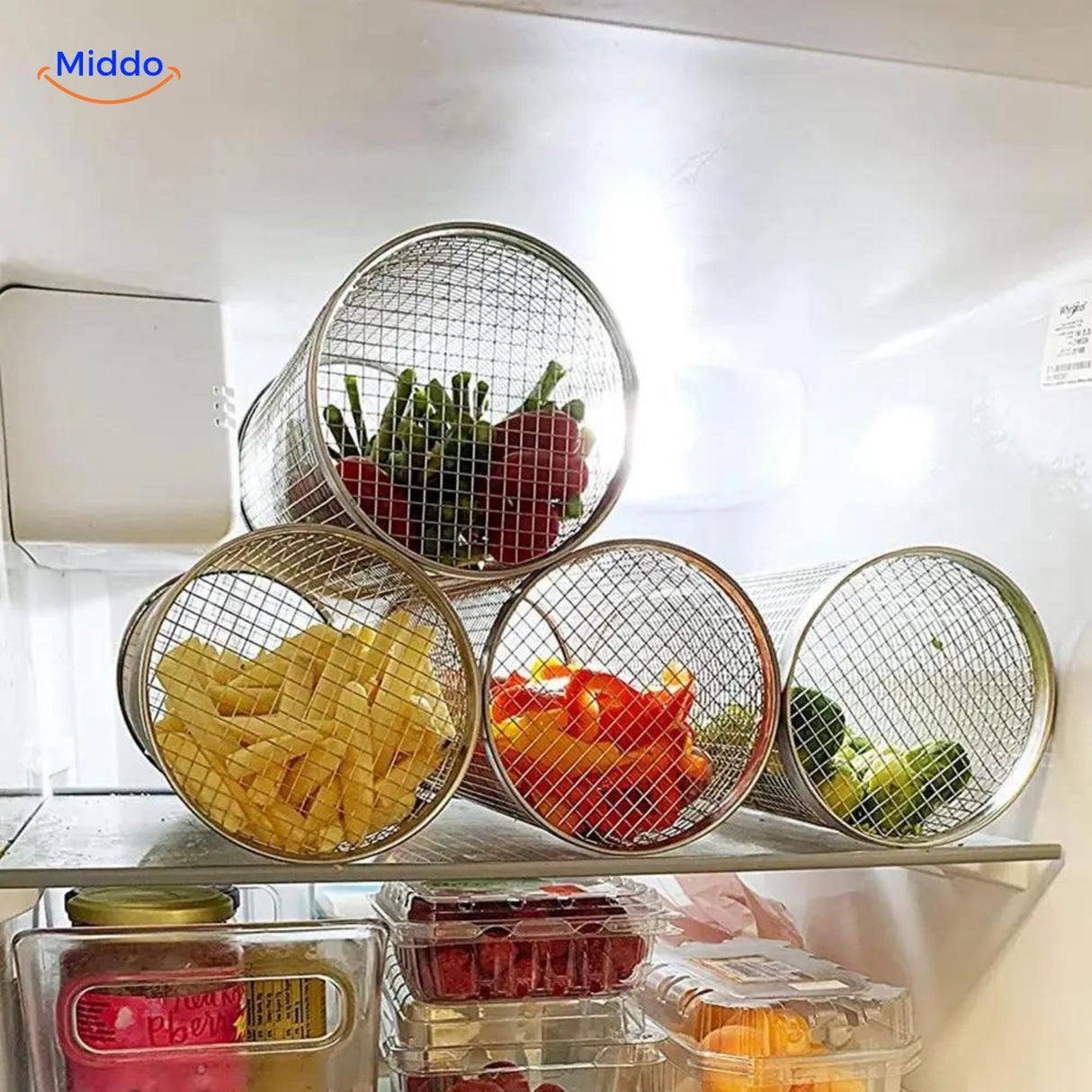 Meerdere RollingGrill™ manden in keuken met groenten.