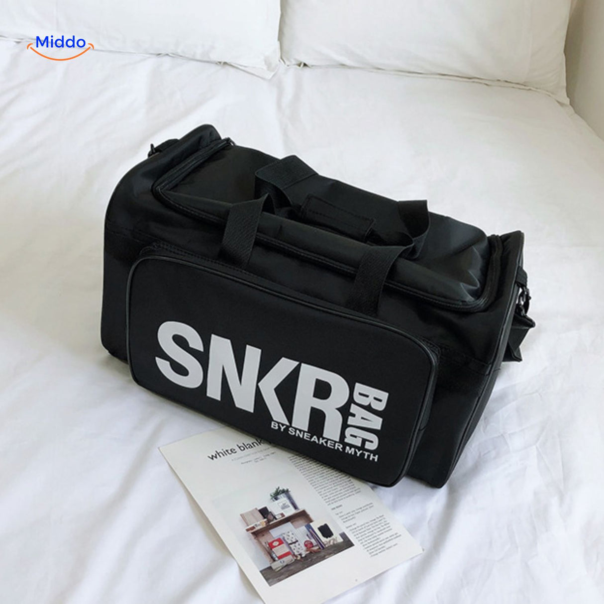 SNKRPro Tas met tekst in gedetailleerde weergave www.middo.nl