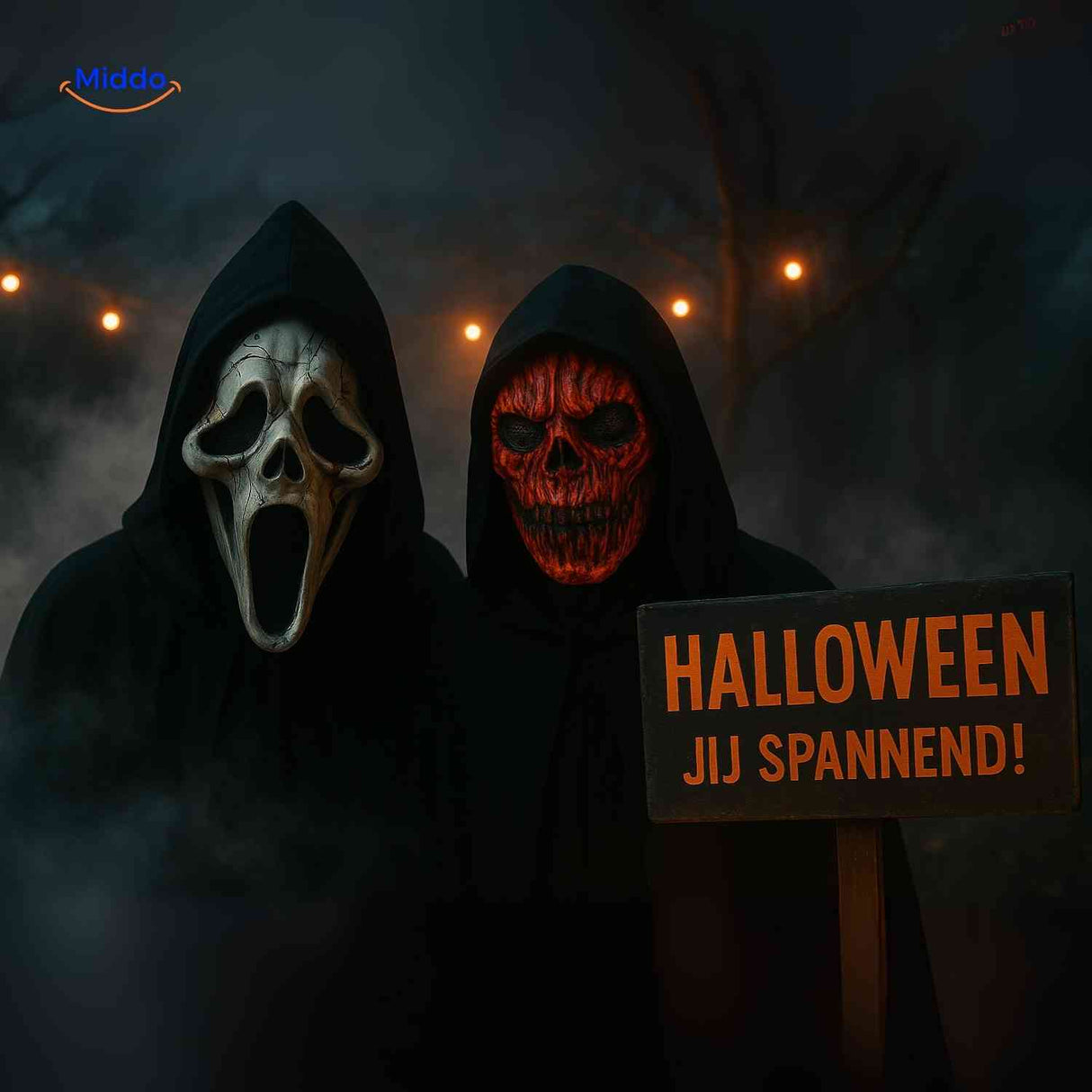 Skullveil Masker halloween scream en rood schedel duo www.middo.nl