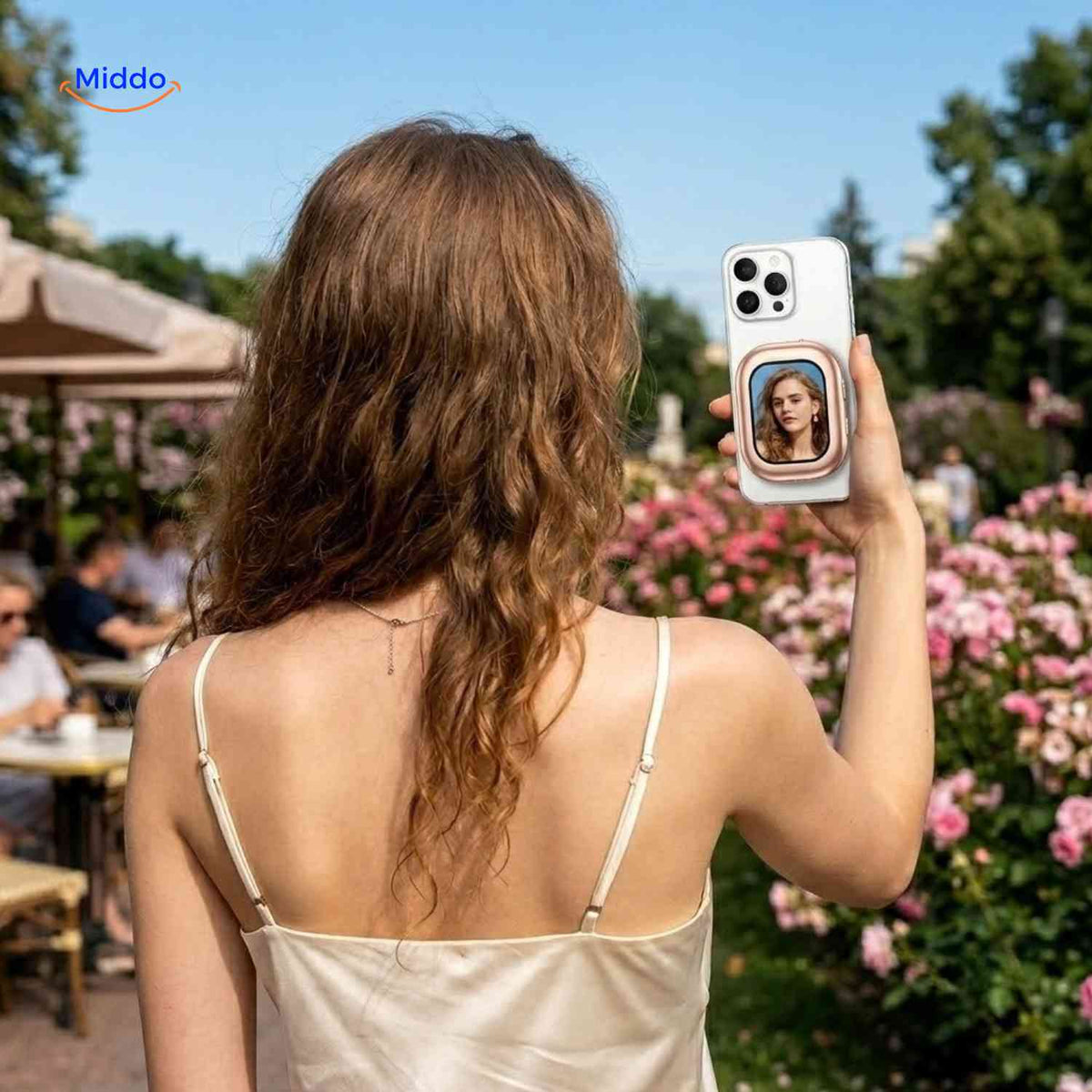 SnapView Selfiemonitor selfie monitor buiten achtercamera www.middo.nl