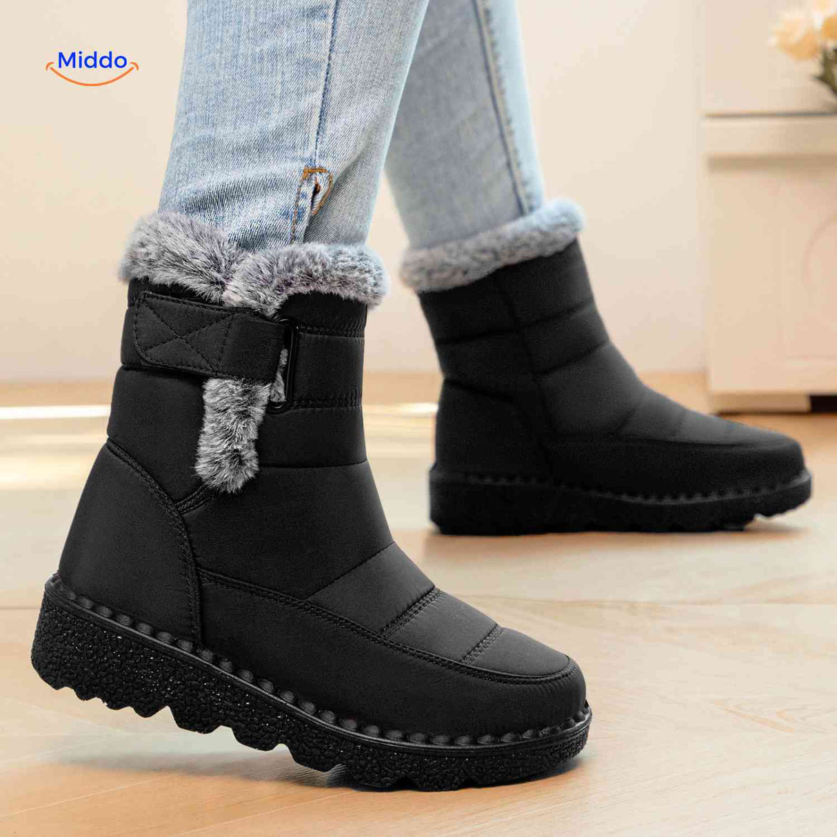 SnowLuxe Boots zwart waterdicht warme sneeuwlaarzen dames www.middo.nl