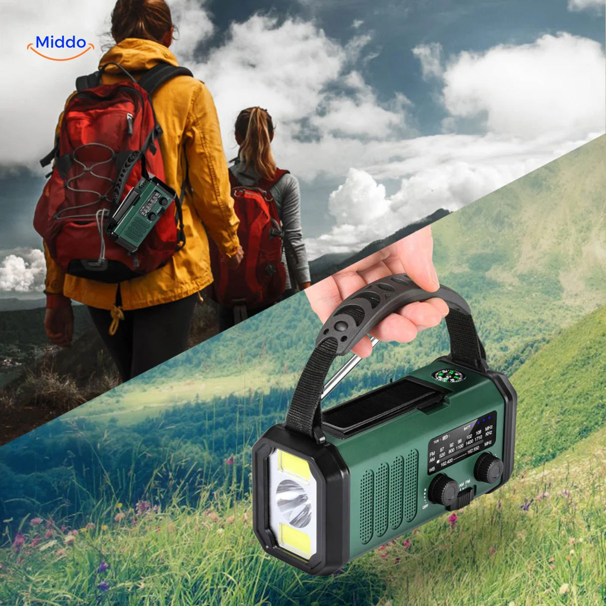 SolarPower Pro voorzorg radio met usb en handcrank www.middo.nl