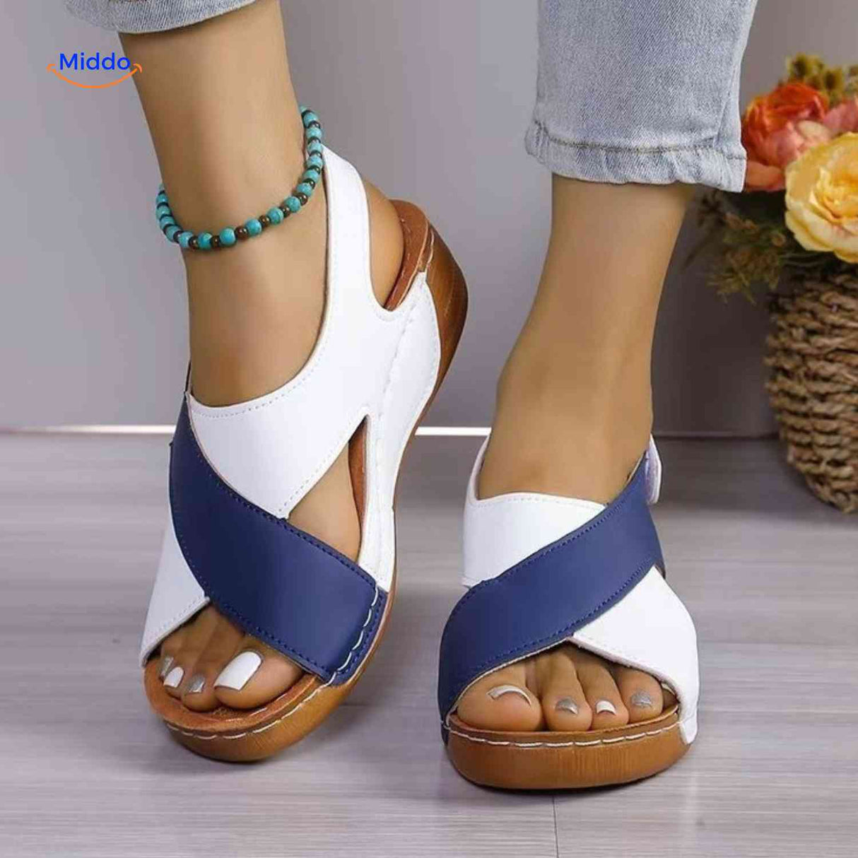 Soleva Sandalen comfortabele dames sandalen met klittenband www.middo.nl