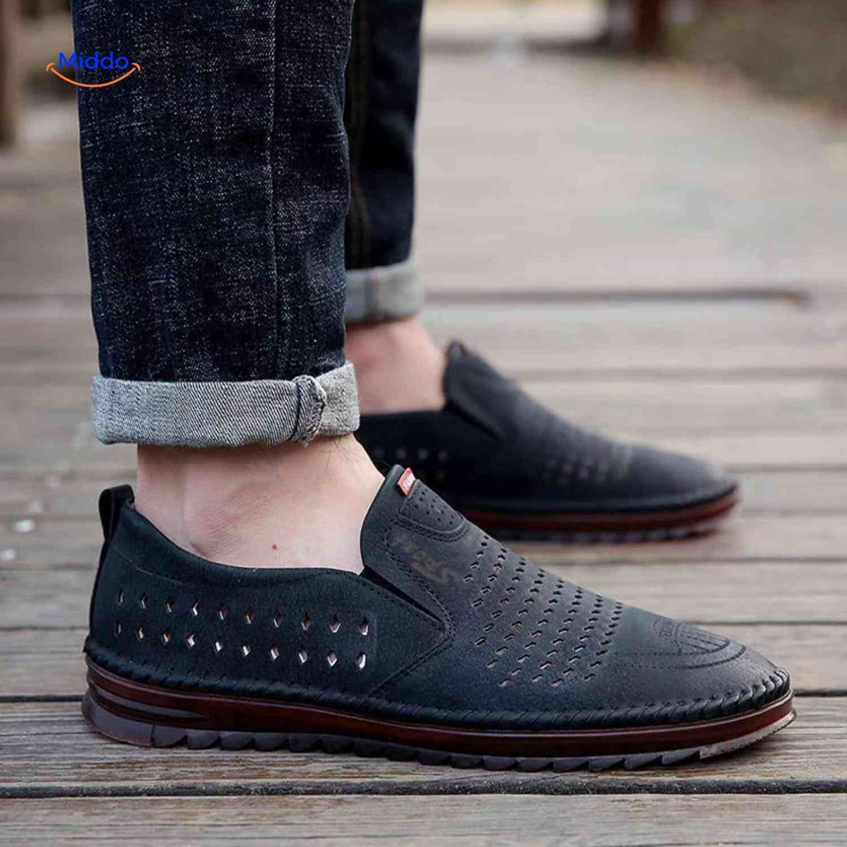 Solura Loafers bruin heren slip on comfortabele casual schoenen www.middo.nl