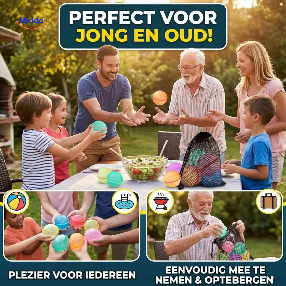Splashora Waterballon kind speelt waterballon buiten plezier www.middo.nl