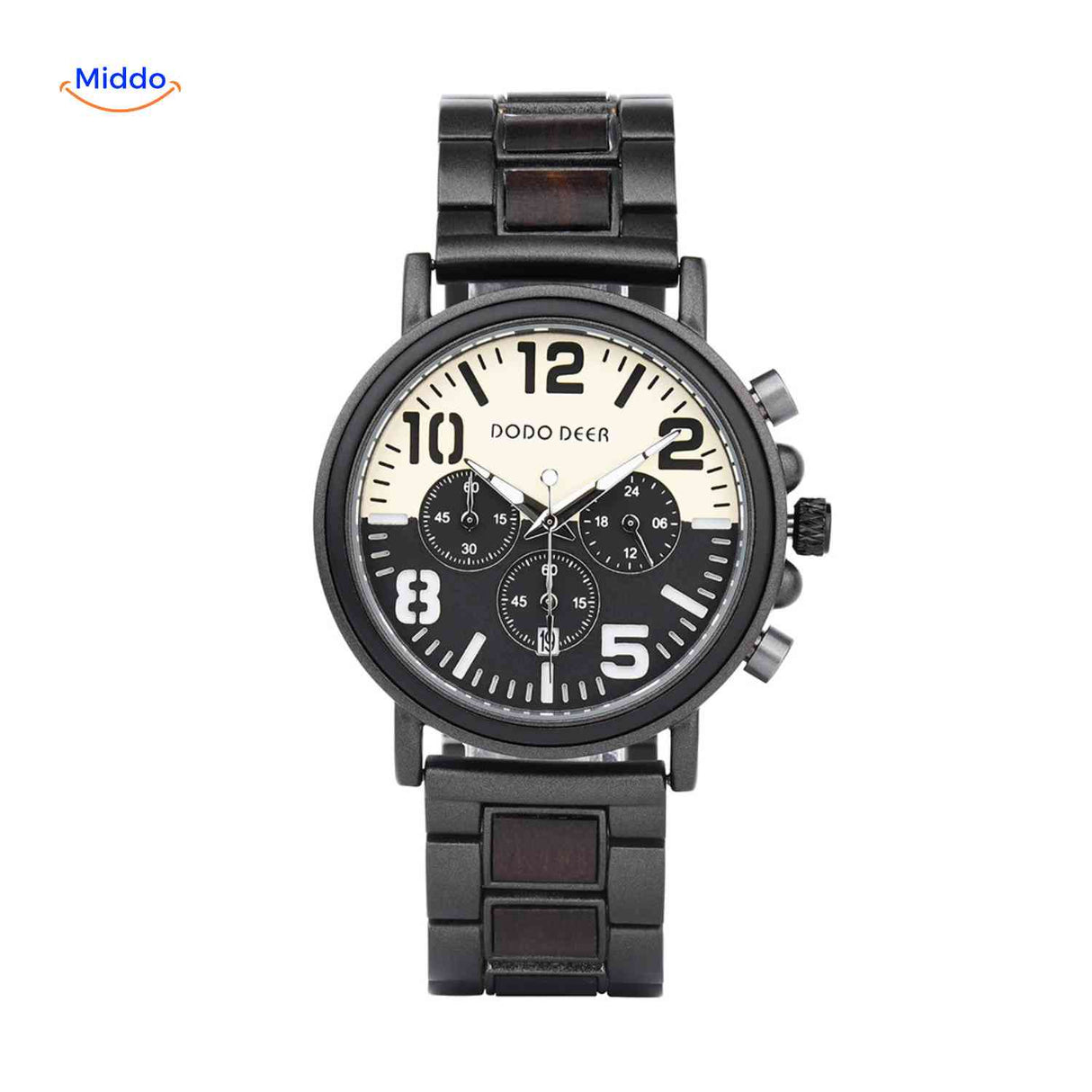 Timbero Houten Horloge sportief houten chronograaf horloge www.middo.nl