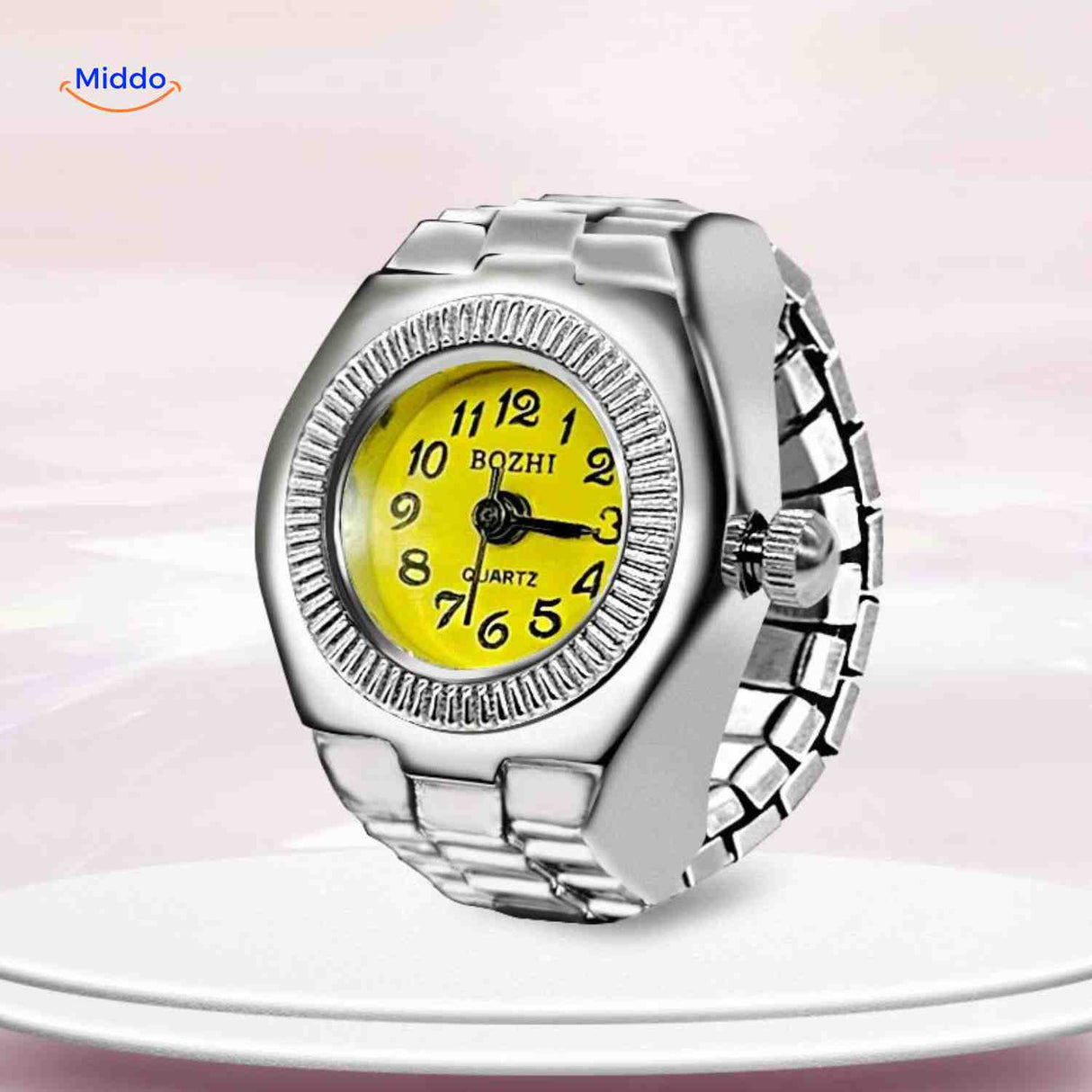 Timevera Ringhorloge geel rond quartz fashion www.middo.nl