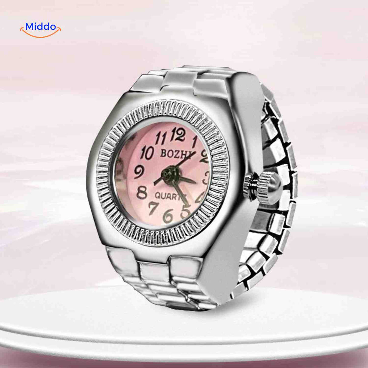 Timevera Ringhorloge rond roze stijlvol dames www.middo.nl