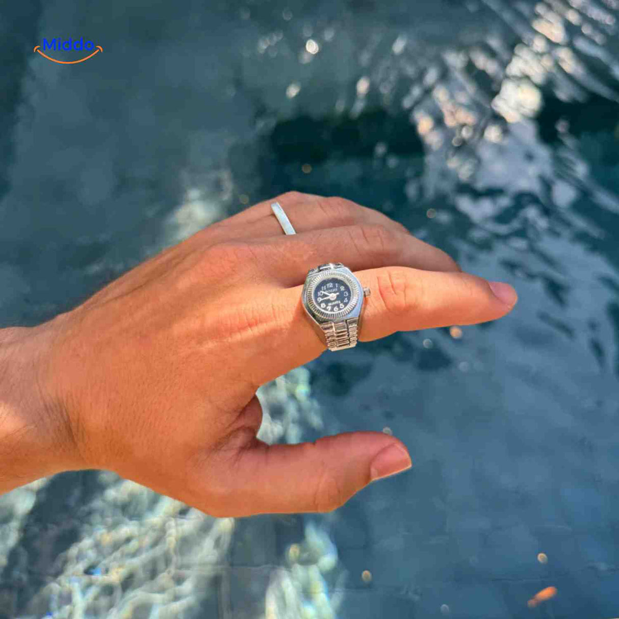 Timevera Ringhorloge zilver heren hand quartz www.middo.nl